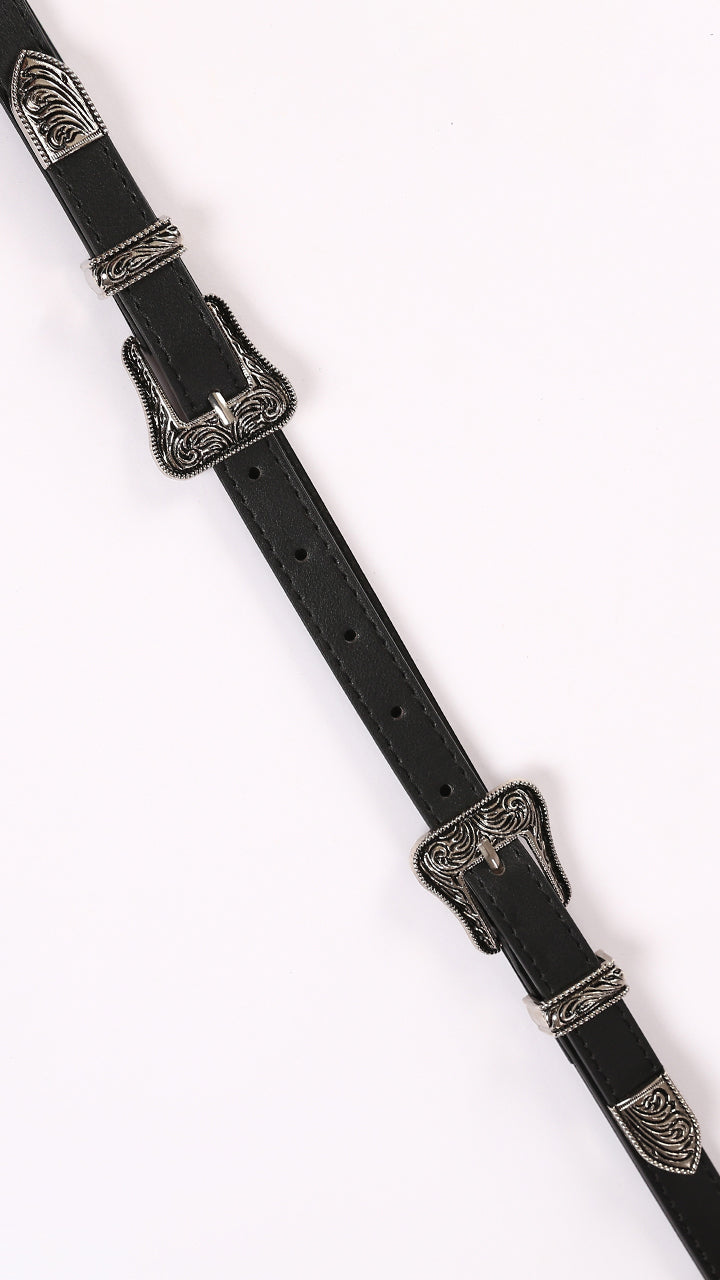 Black Double Buckle Belt
