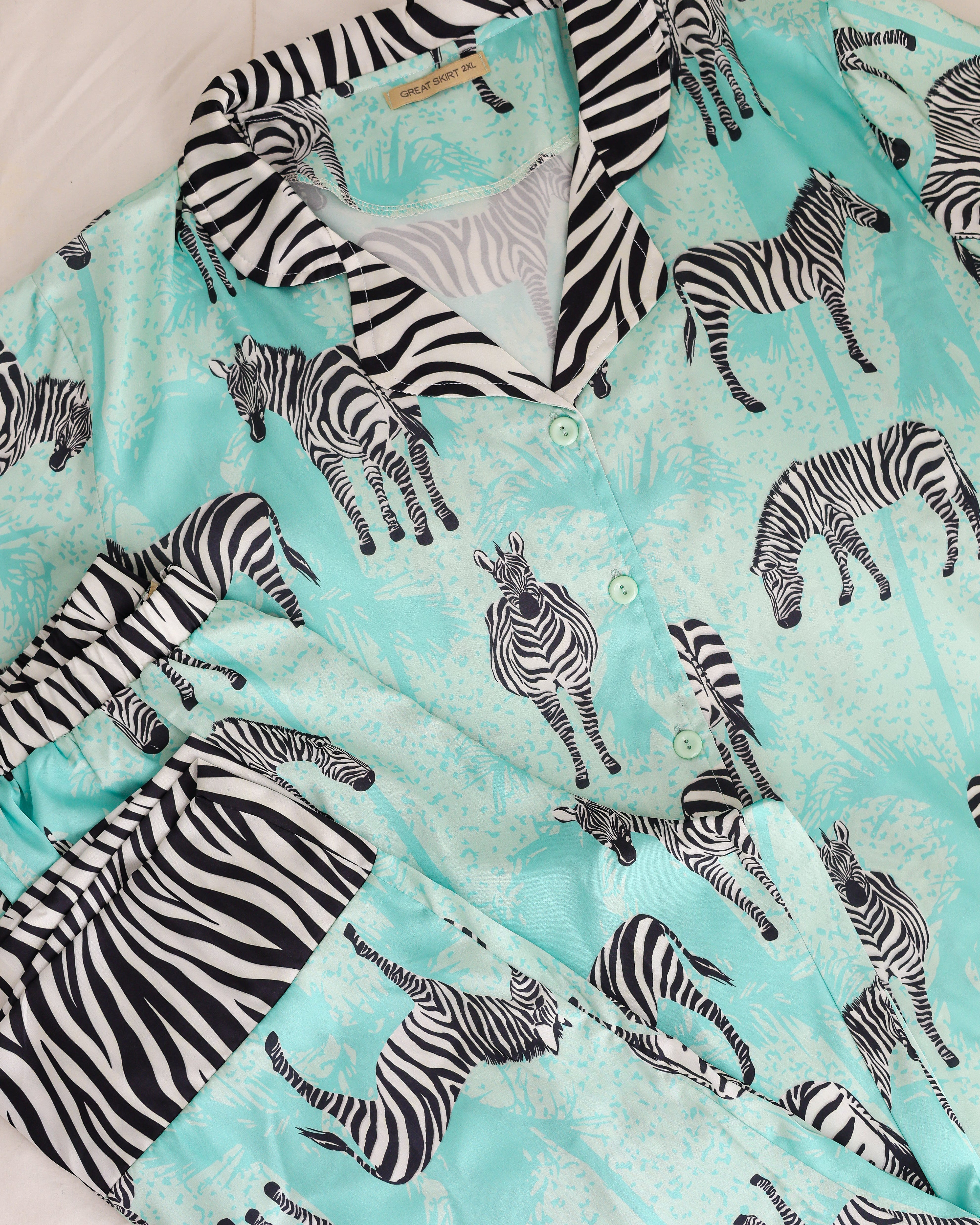 Zebra Satin Half-sleeves Pajama
