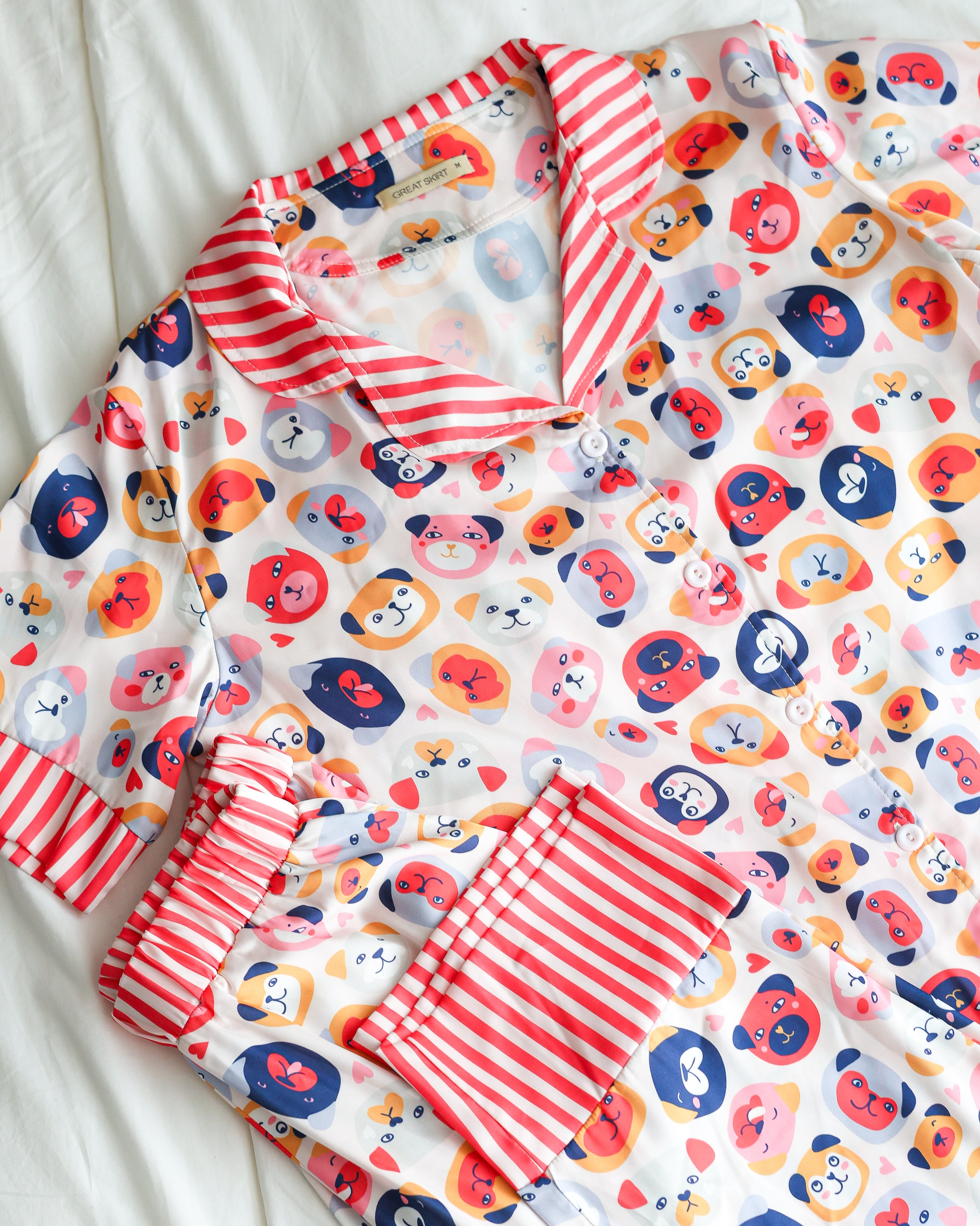 Red Satin Half-sleeves Pajama