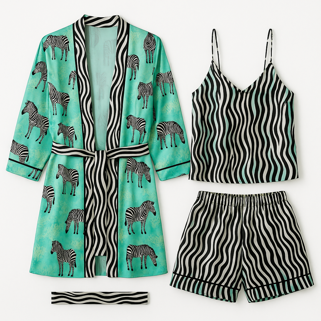 Zebra Satin Nightgown Pajama