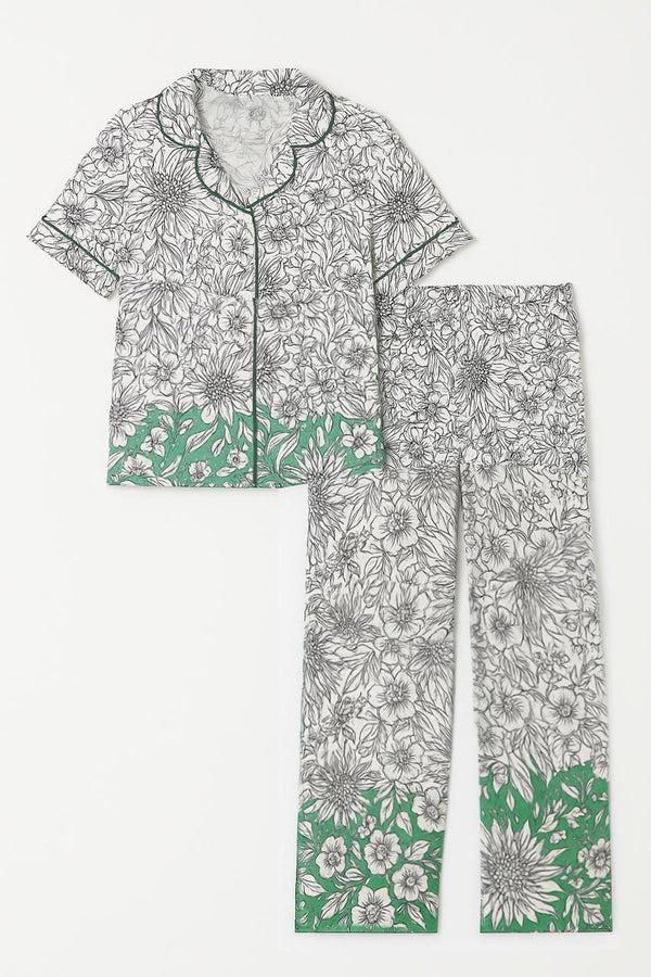 Green Satin Half-sleeves Pajama