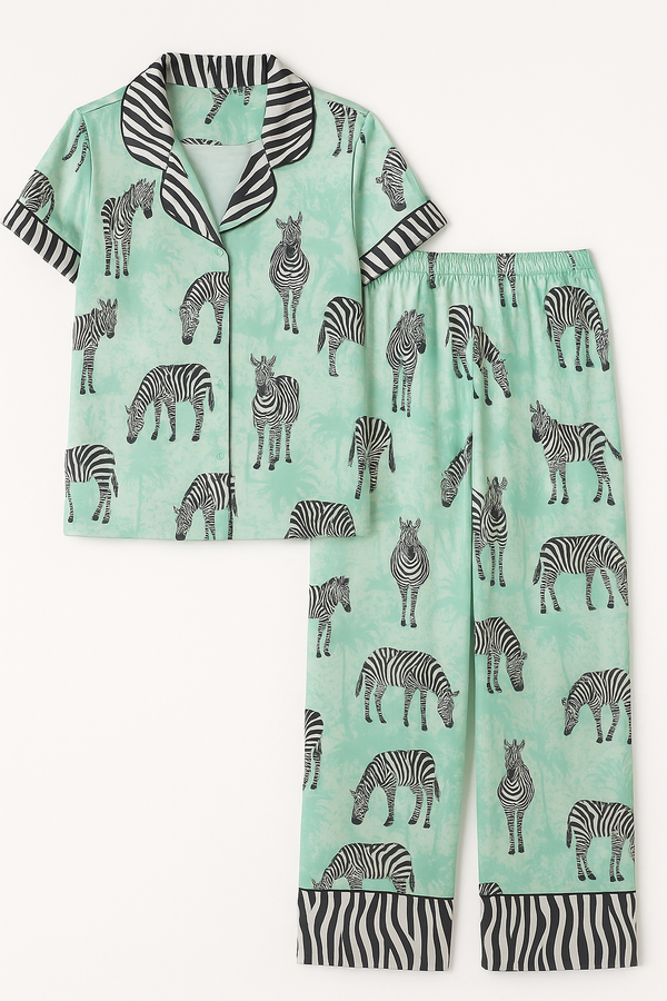 Zebra Satin Half-sleeves Pajama