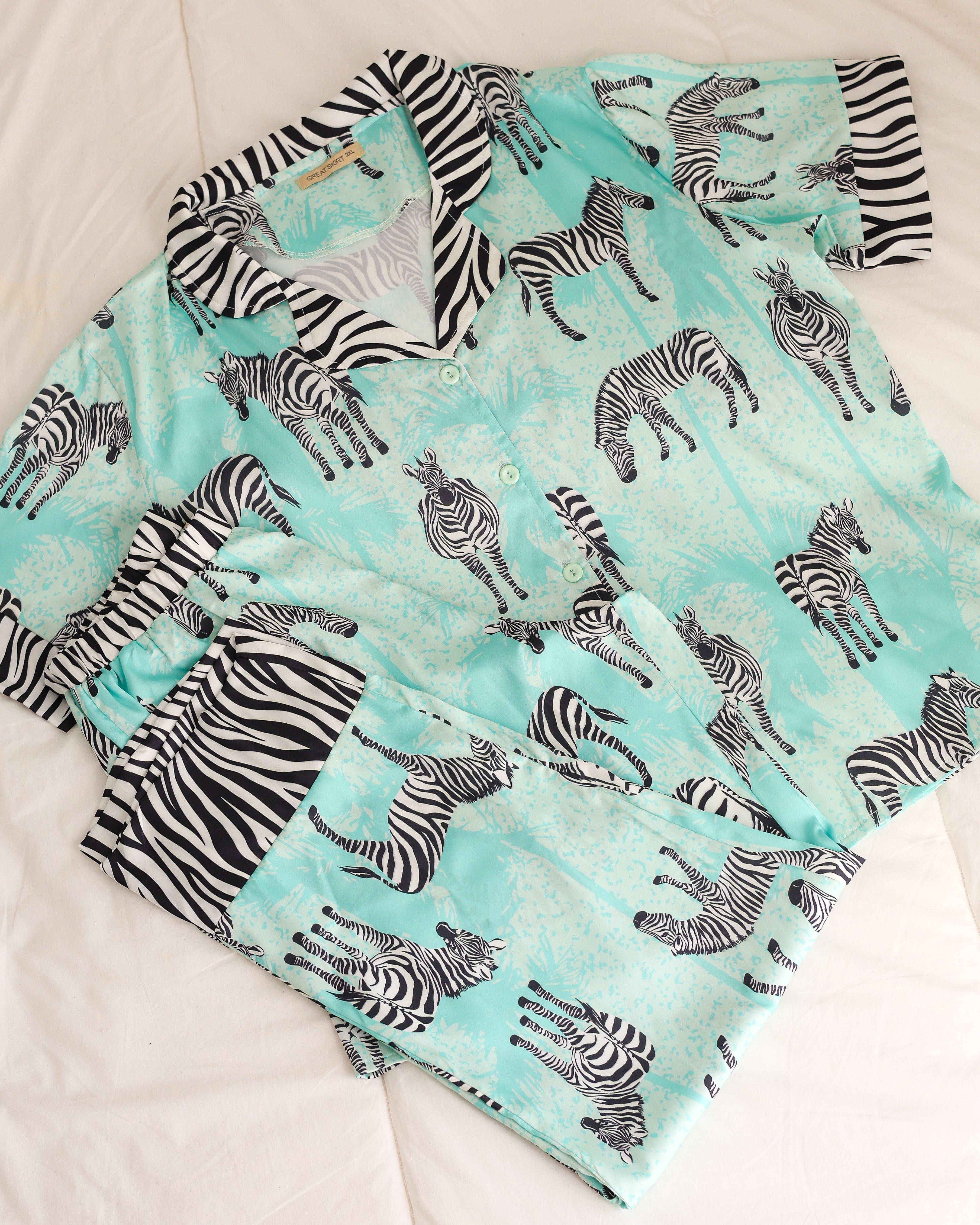 Zebra Satin Half-sleeves Pajama