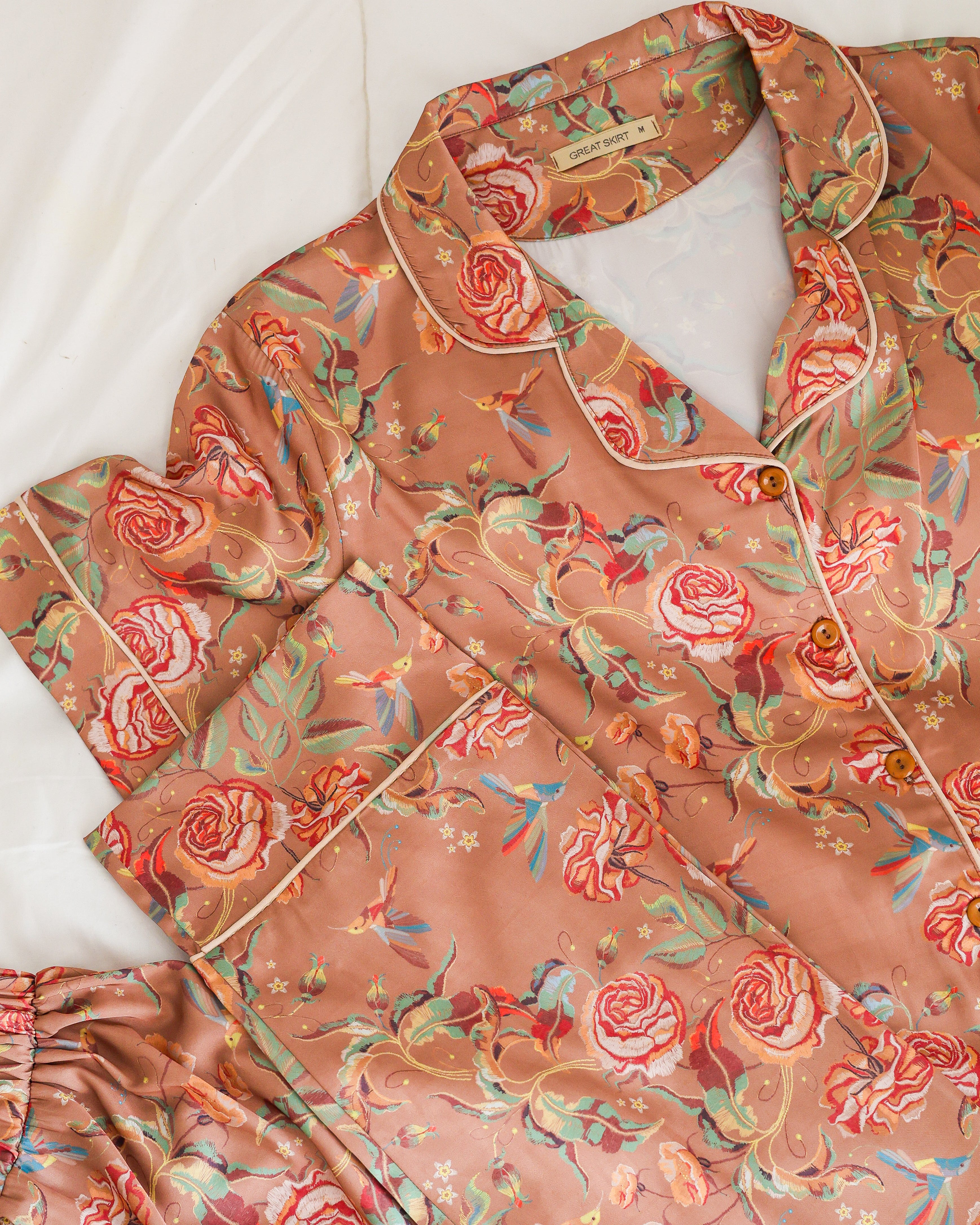 Brown Satin Half-sleeves Pajama