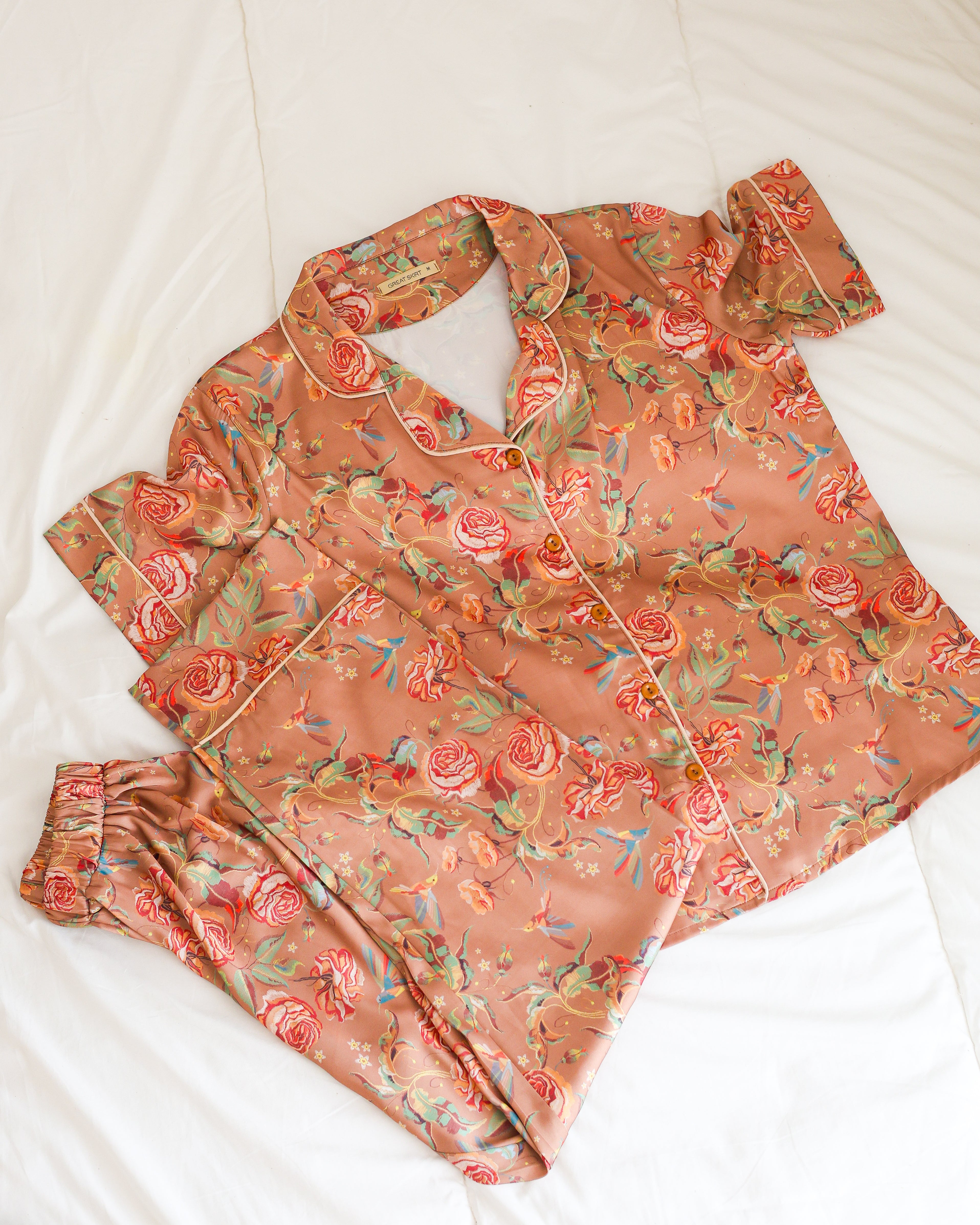 Brown Satin Half-sleeves Pajama