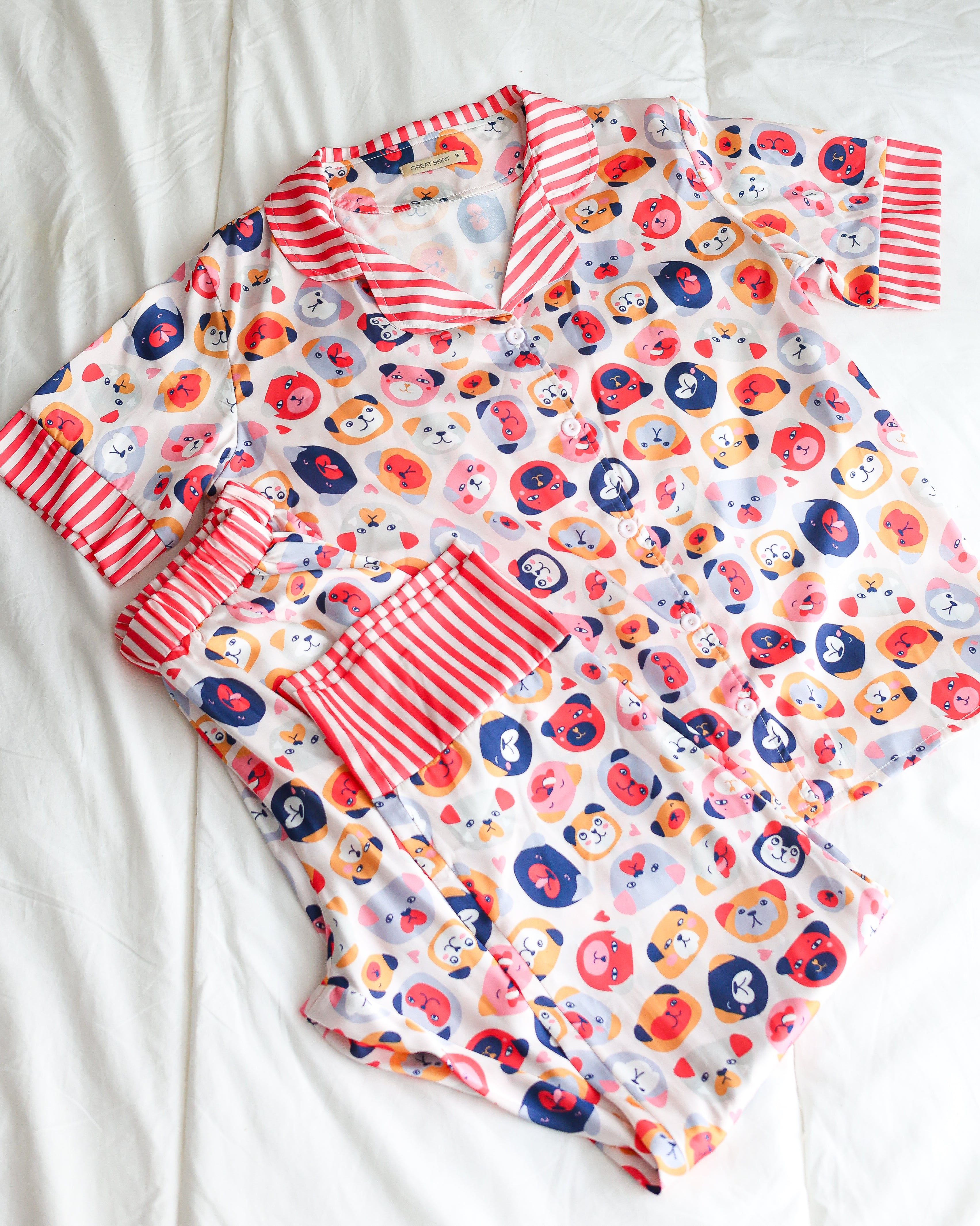 Red Satin Half-sleeves Pajama