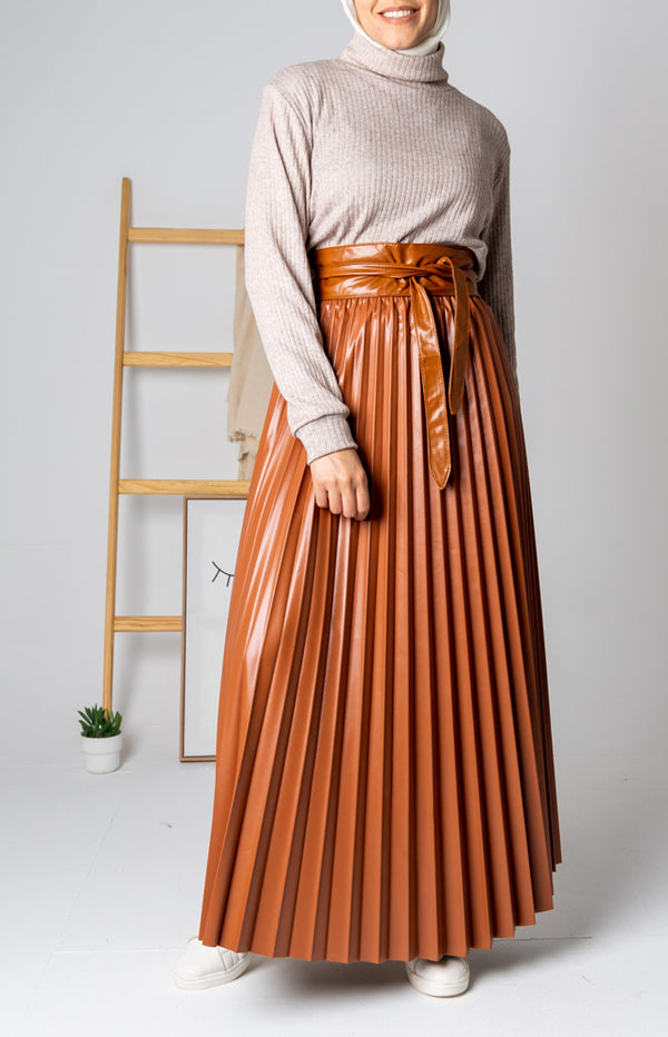 havan leather pleated skirt
