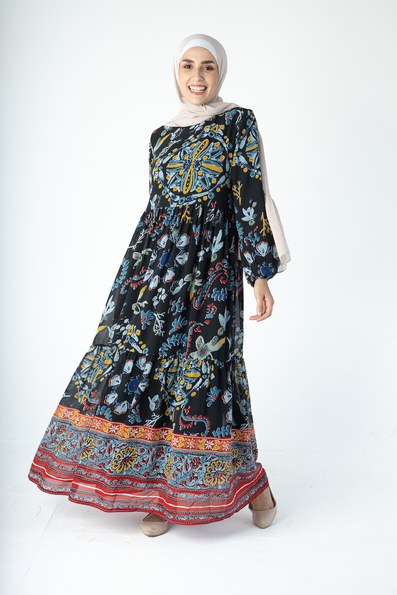 Vintage Floral Chiffon Dress