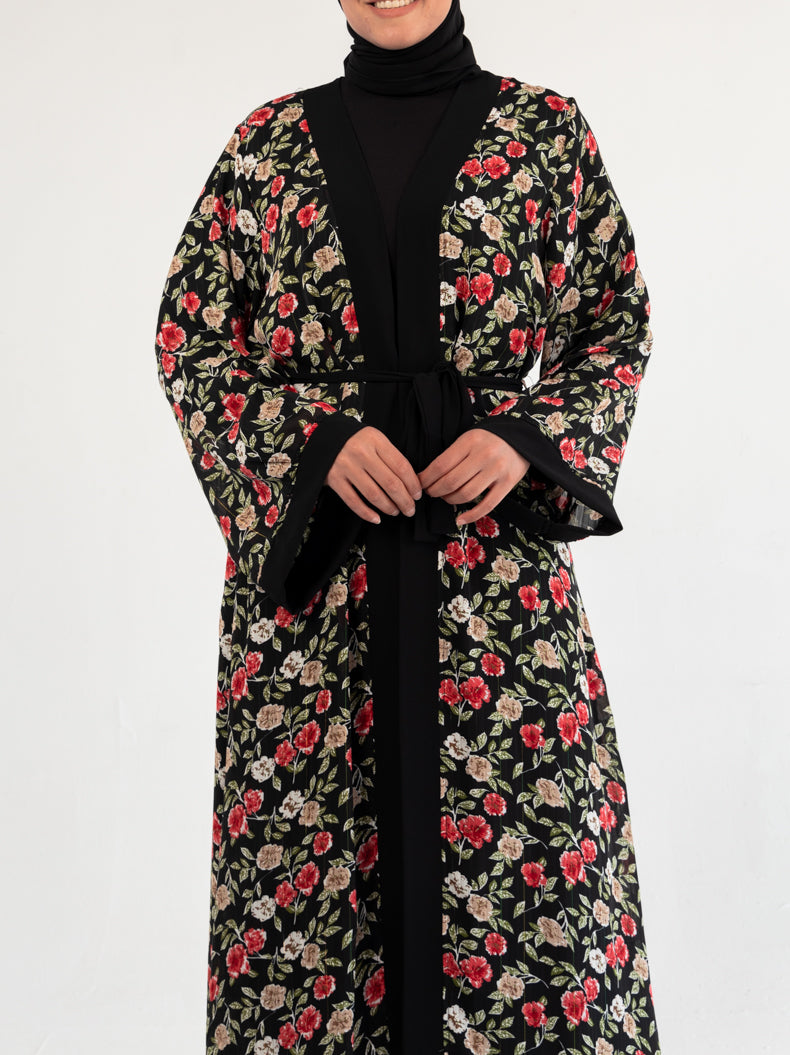 Floral chiffon abaya