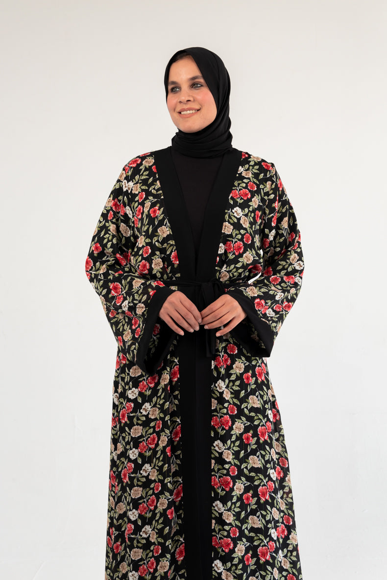 Floral chiffon abaya