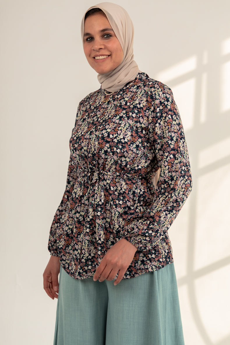 Floral Belt Blouse
