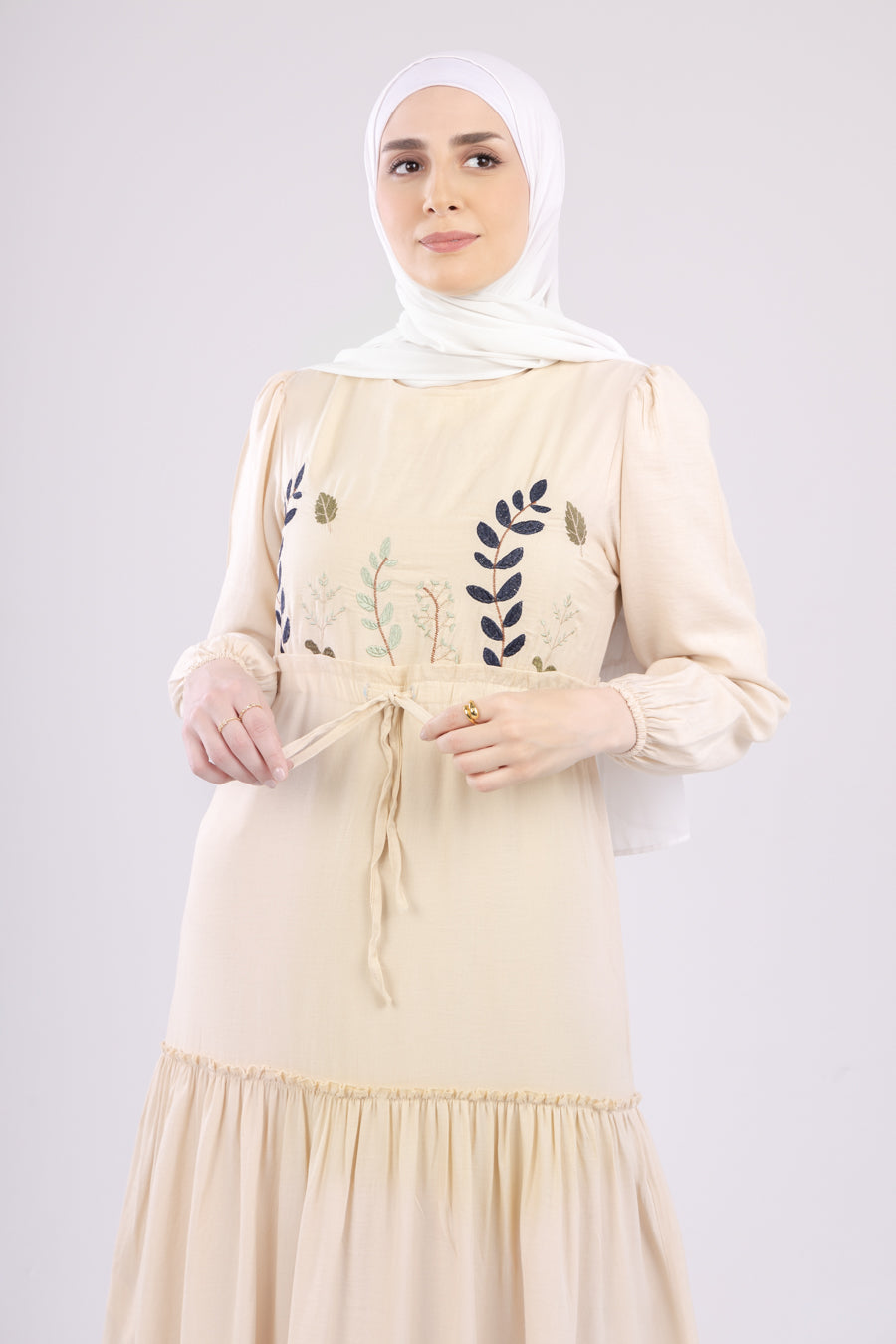 Beige Leaves Dress