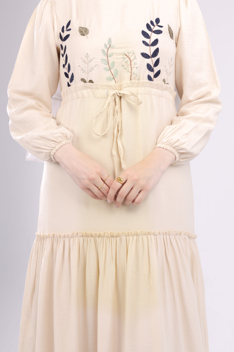 Beige Leaves Dress