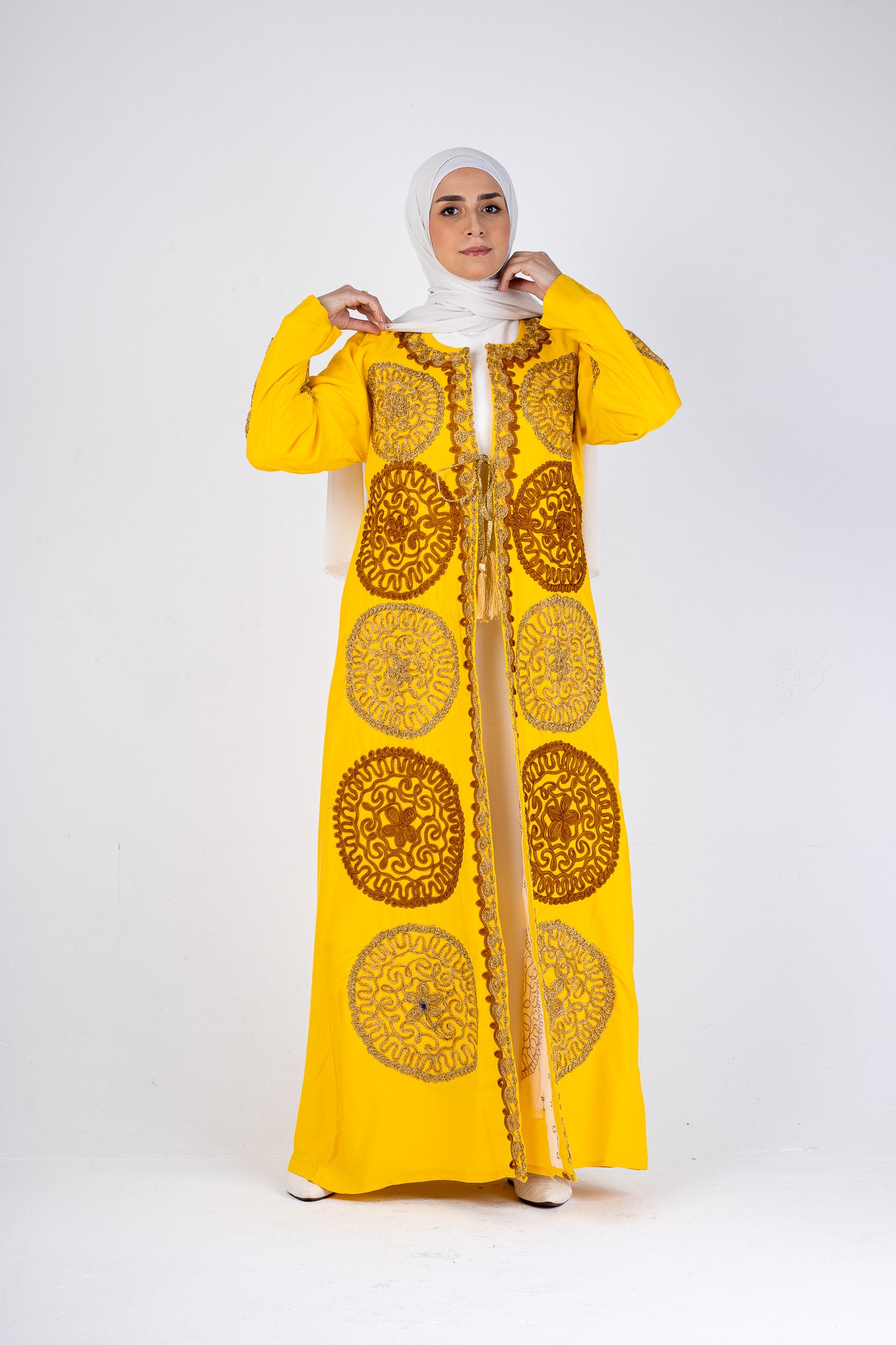 Yellow Embroidered kaftan