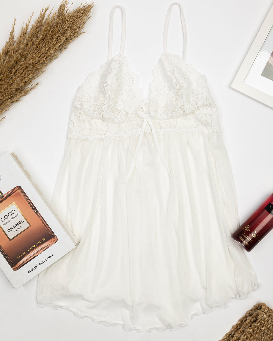 Open White Lace Lenjerie