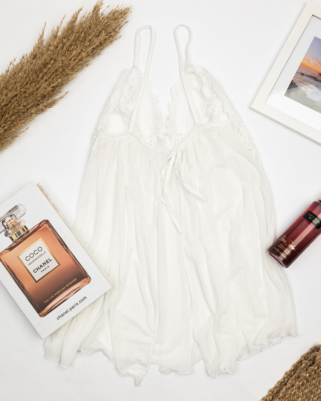 Open White Lace Lenjerie